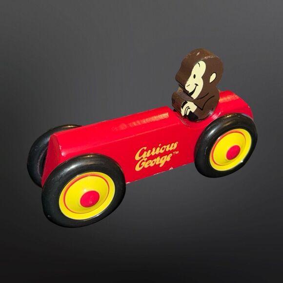 Schylling CURIOUS GEORGE Rowley Red Wooden Car Toy A31 - Picture 6 of 7